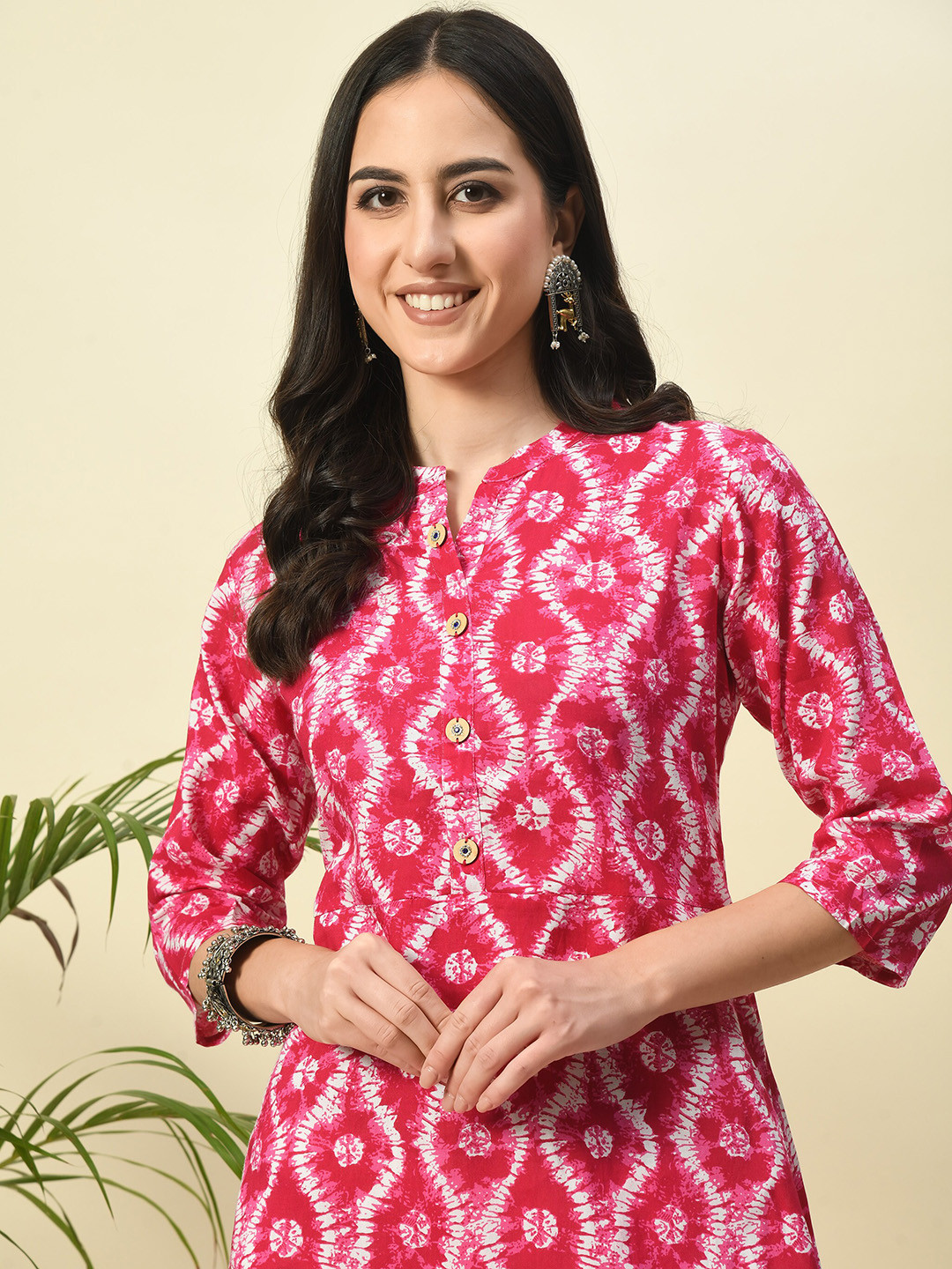 GLOWWORLD Abstract Printed Mandarin Collar Anarkali Kurta
