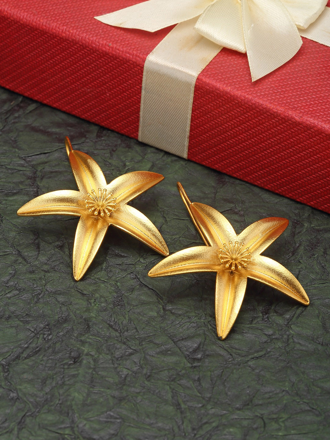 House Of Watashi Gold-Plated Floral Drop Earrings