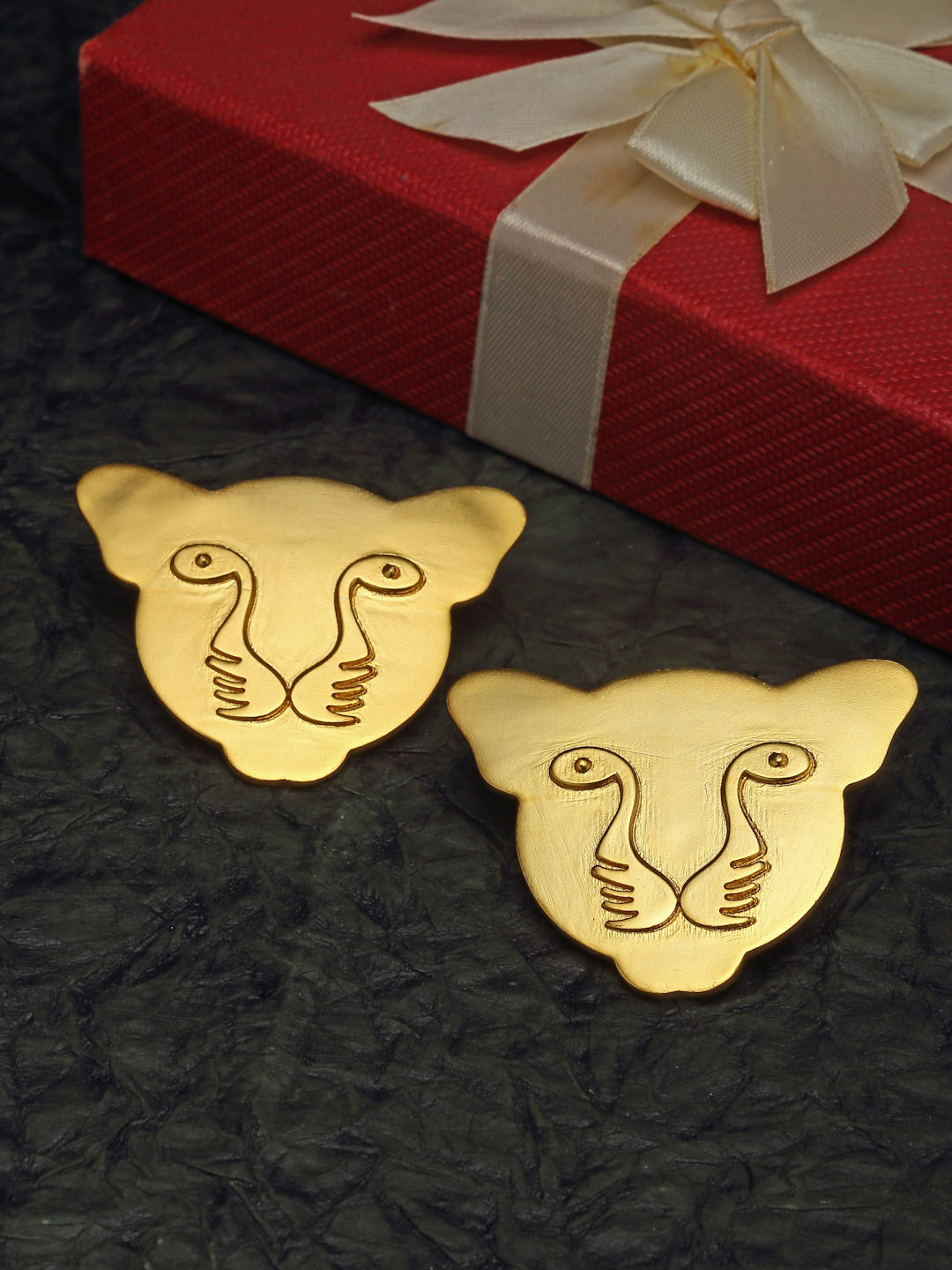 House Of Watashi Gold-Plated Animal Shaped Studs Earrings