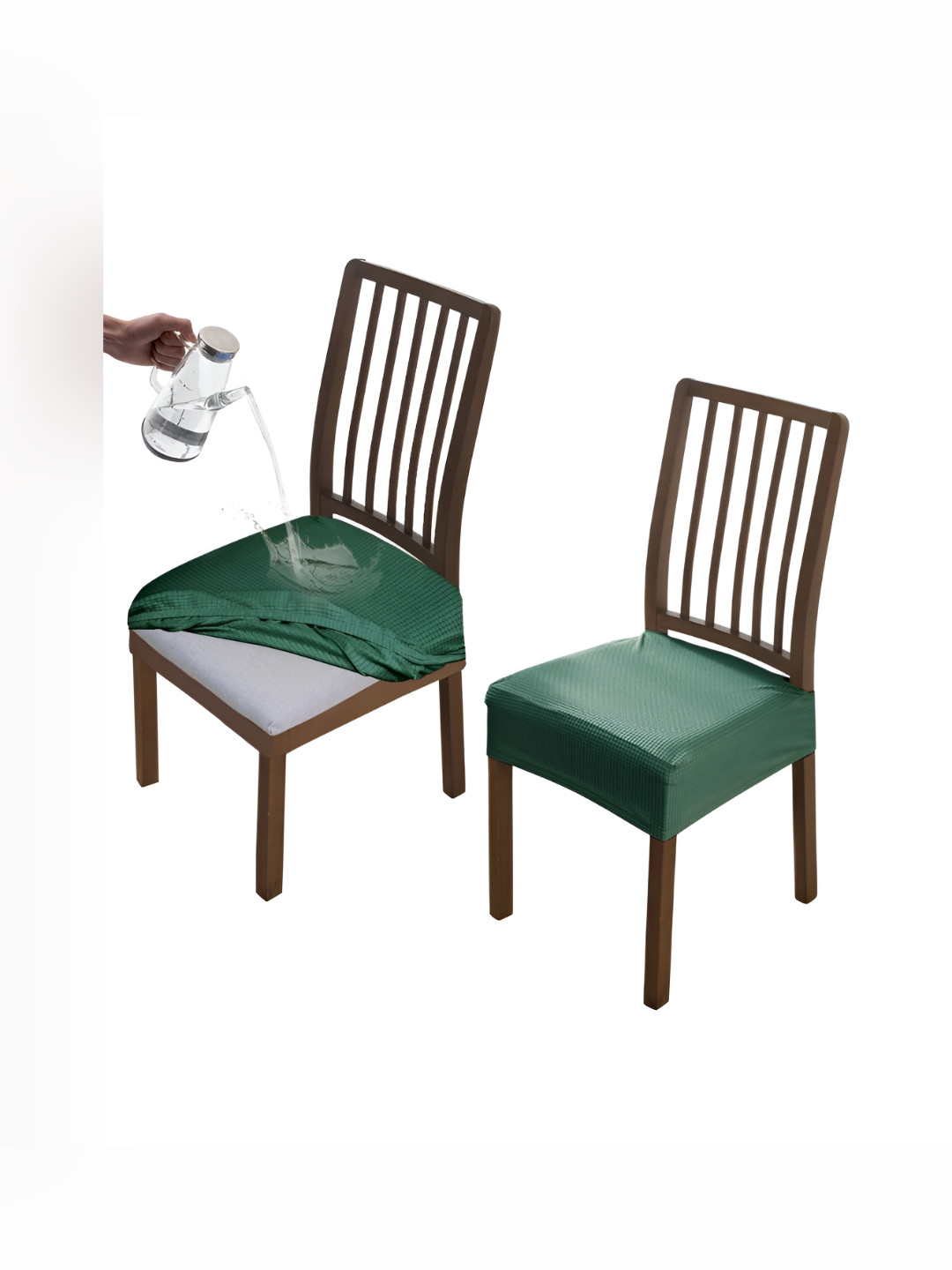 HOKIPO Green 2 Pieces Jacquard Waterproof Chair Seat Covers