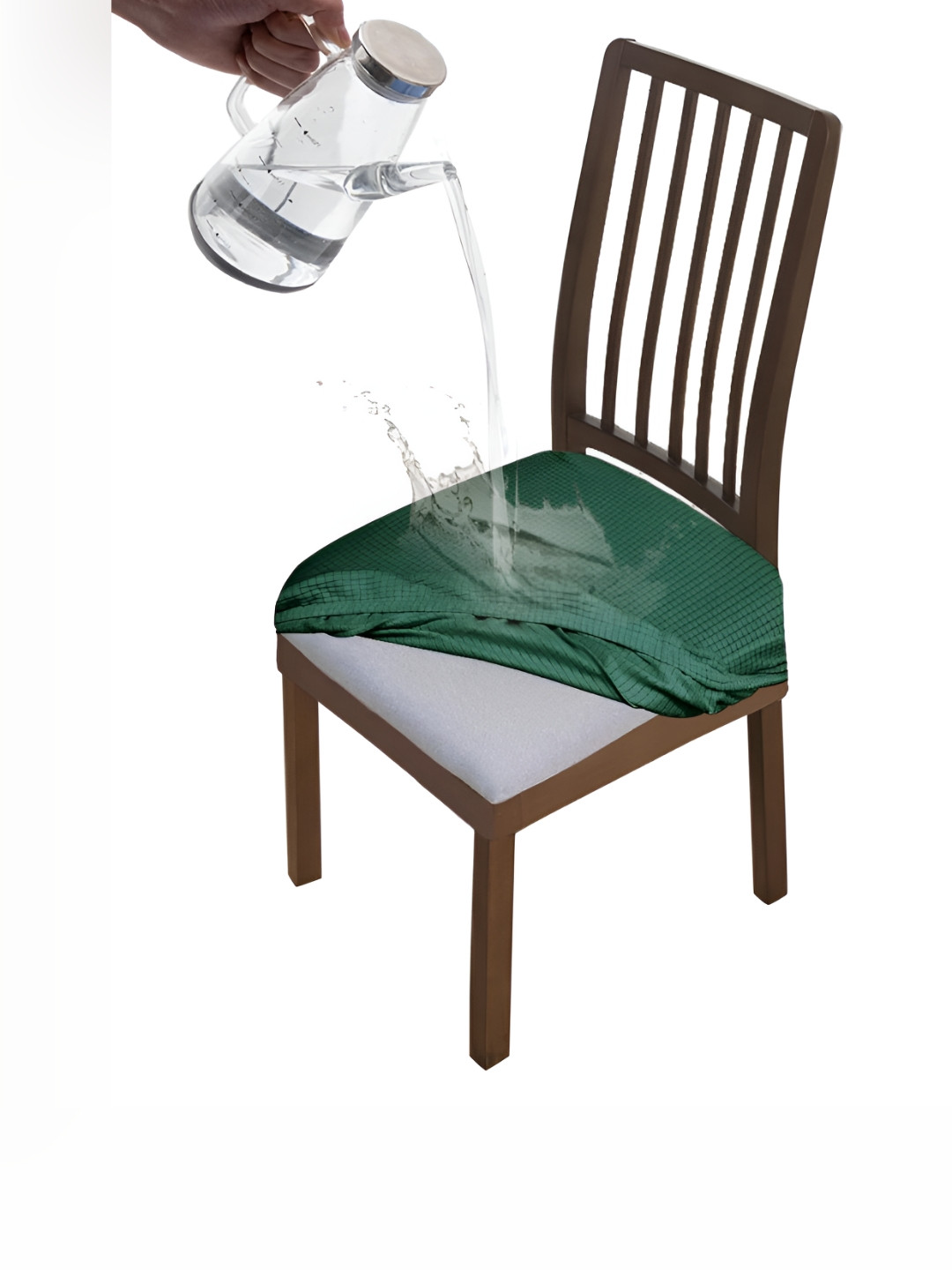 HOKIPO Green Waterproof Stretchable Dining Chair Seat Cover