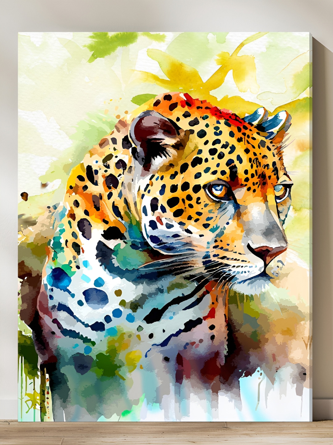 Art Street Yellow & Green Canvas Painting Tiger Modern Wall Art