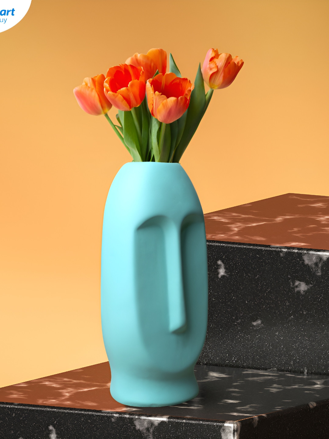 GW CREATIONS Blue Face Shaped Flower Vases