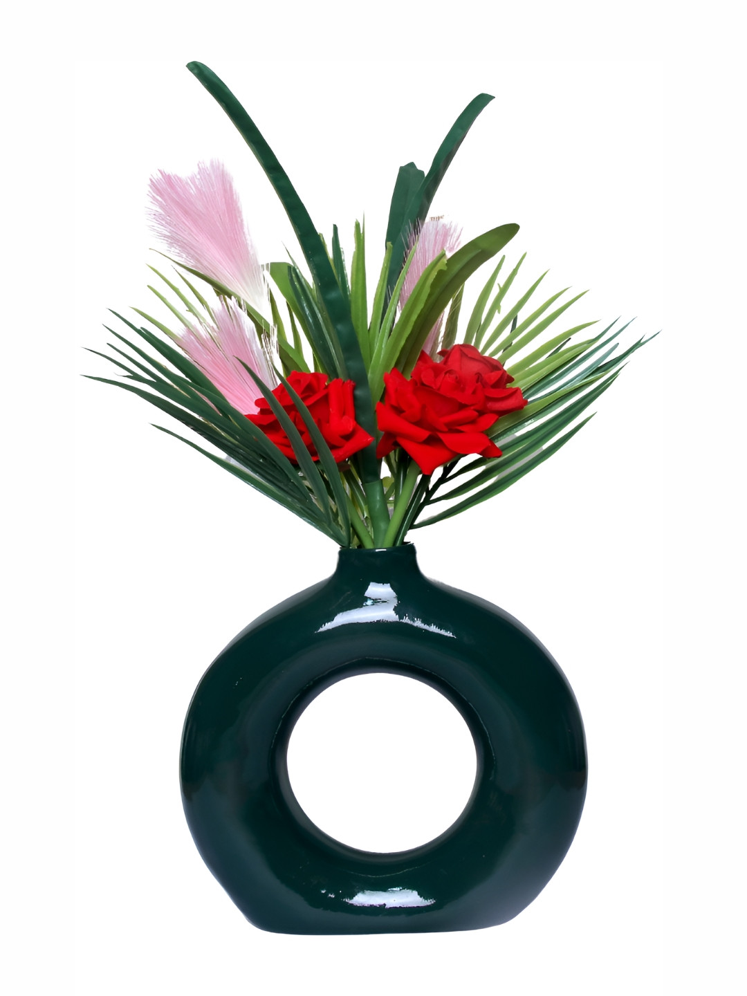GW CREATIONS Green Donut Shaped Flower Vases