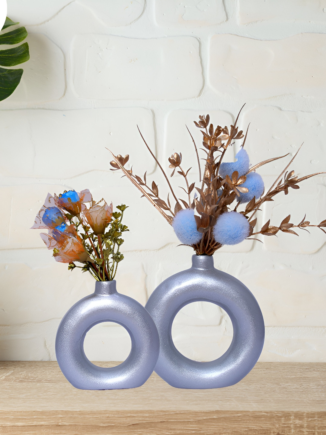 GW CREATIONS Purple 2 Pieces Donut Shaped Flower Vases