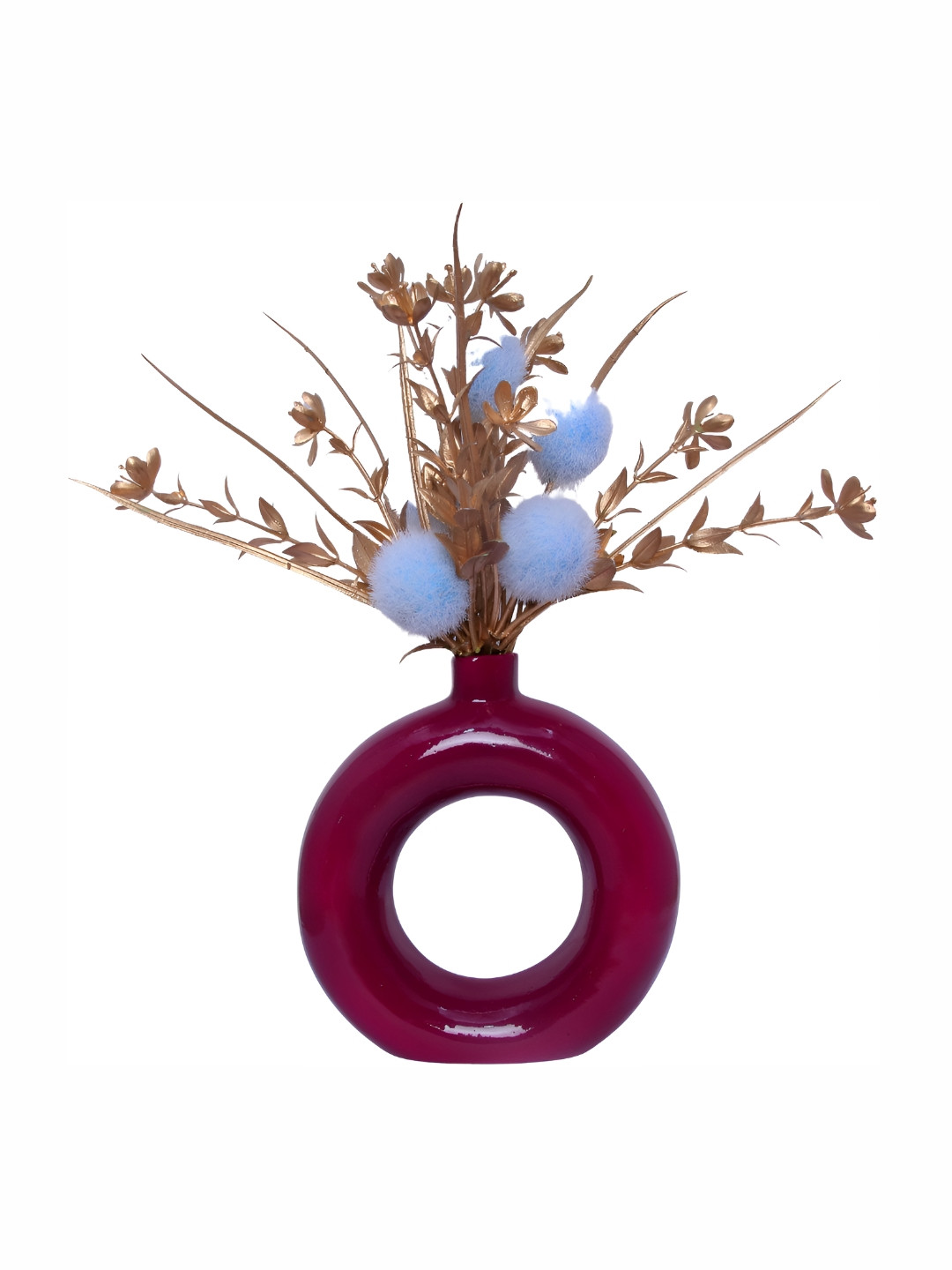 GW CREATIONS Red Donut-shaped Flower Vase