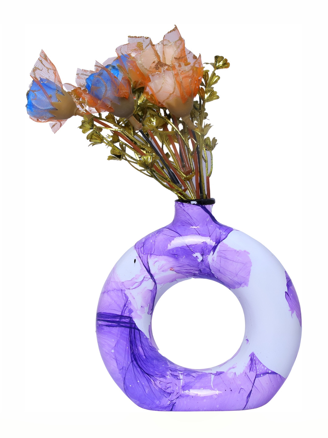GW CREATIONS Purple Donut-shaped Flower Vase