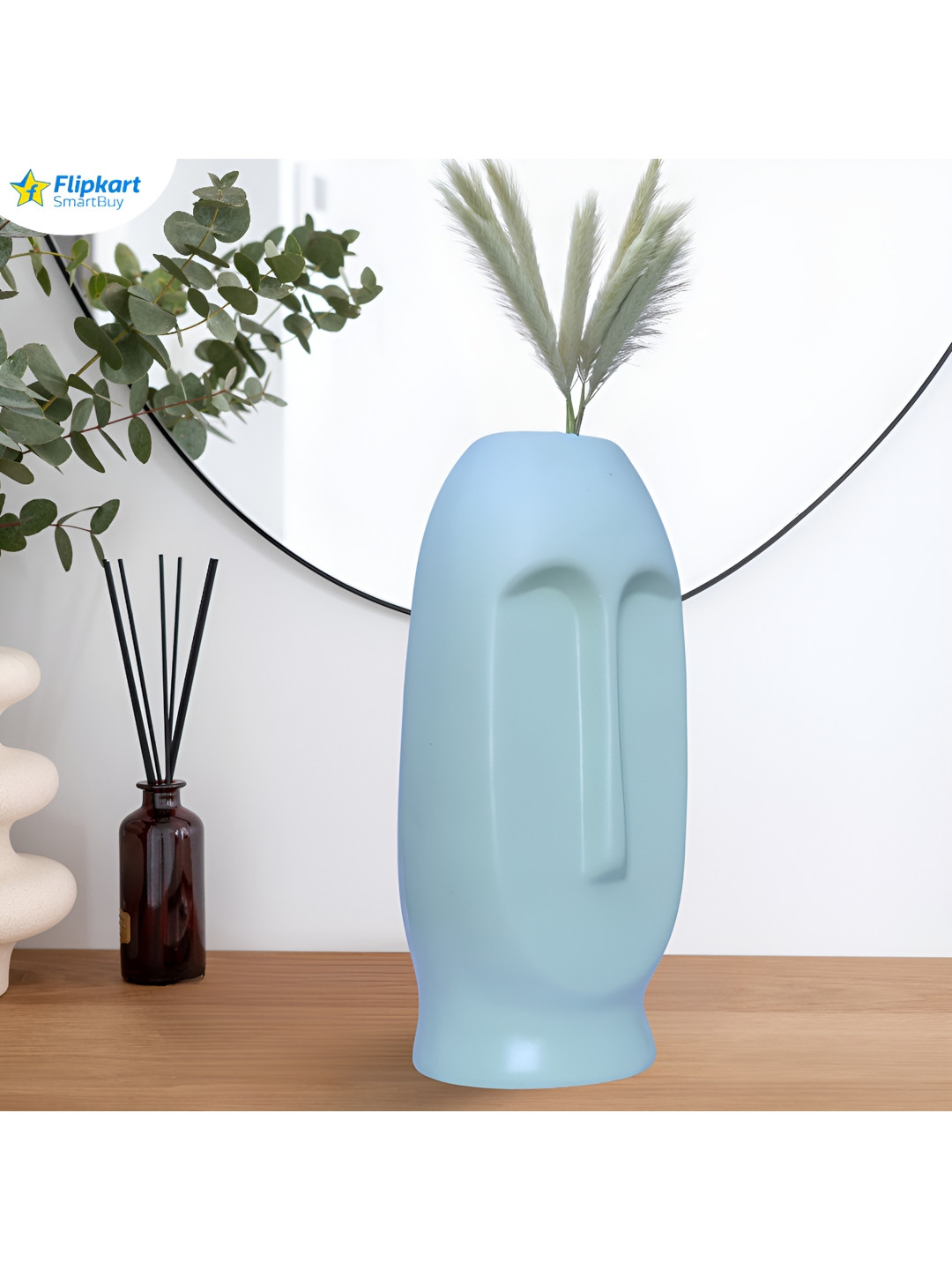 GW CREATIONS Blue Face Shaped Flower Vases