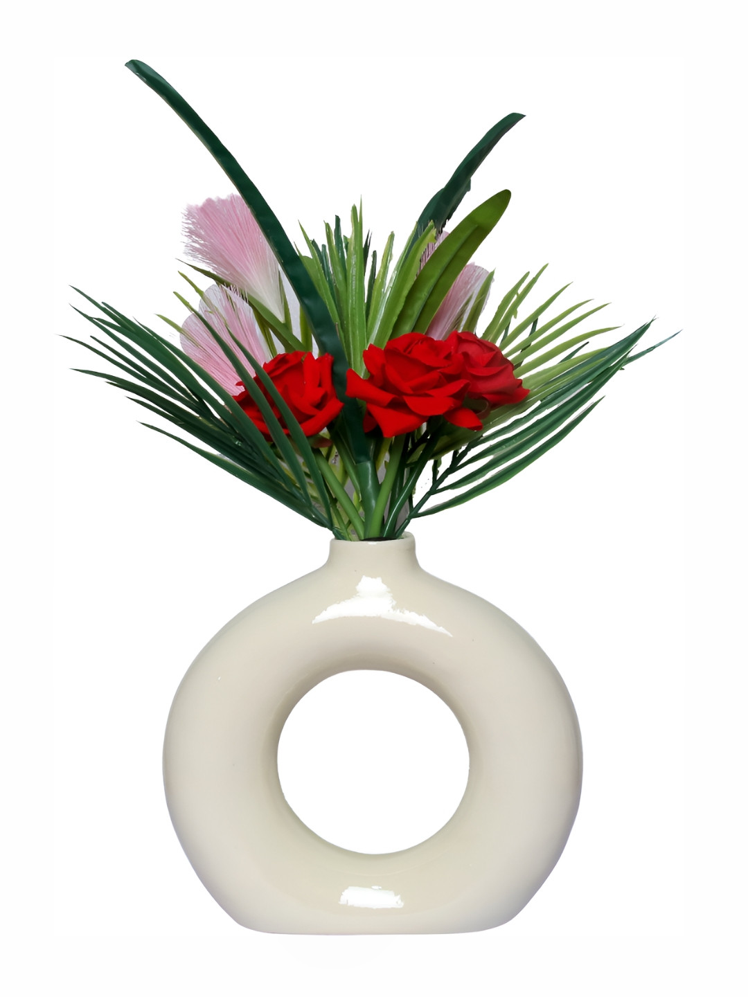 GW CREATIONS White Donut-shaped Flower Vase