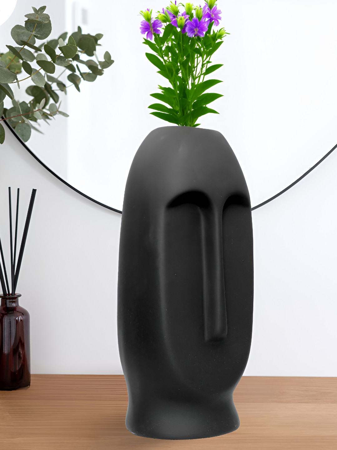 GW CREATIONS Black Glossy Finish Flower Vases
