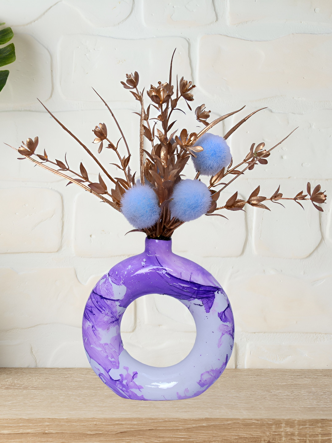 GW CREATIONS Purple Printed Donut Flower Vases