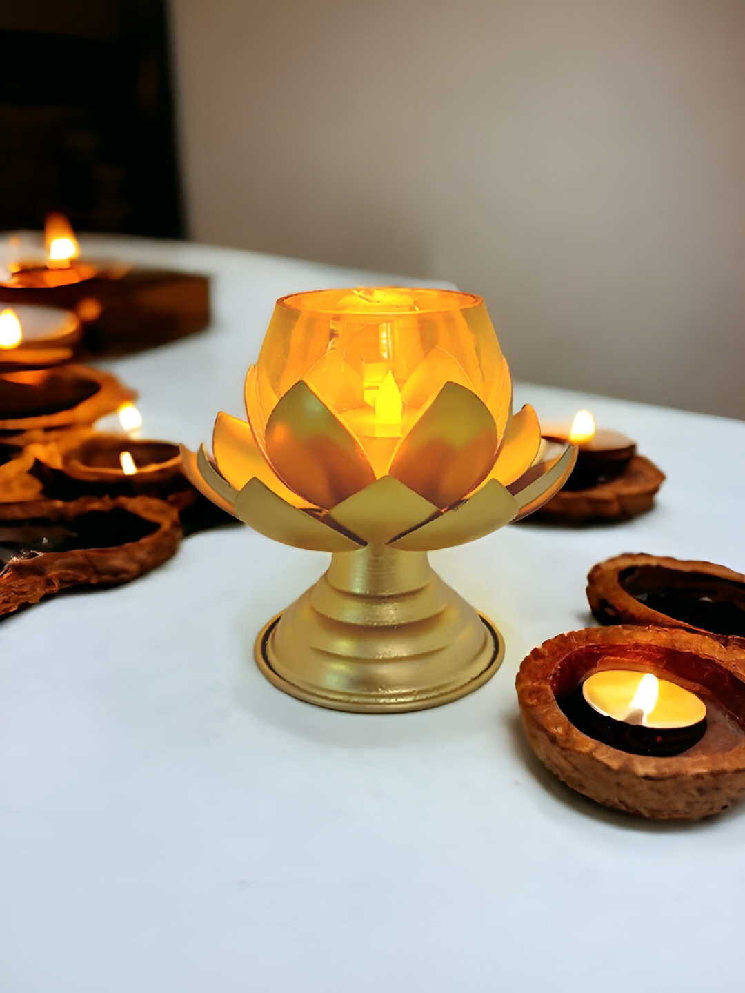 Extreme Karigari Gold-Toned Metal Tea Light Candle Holder