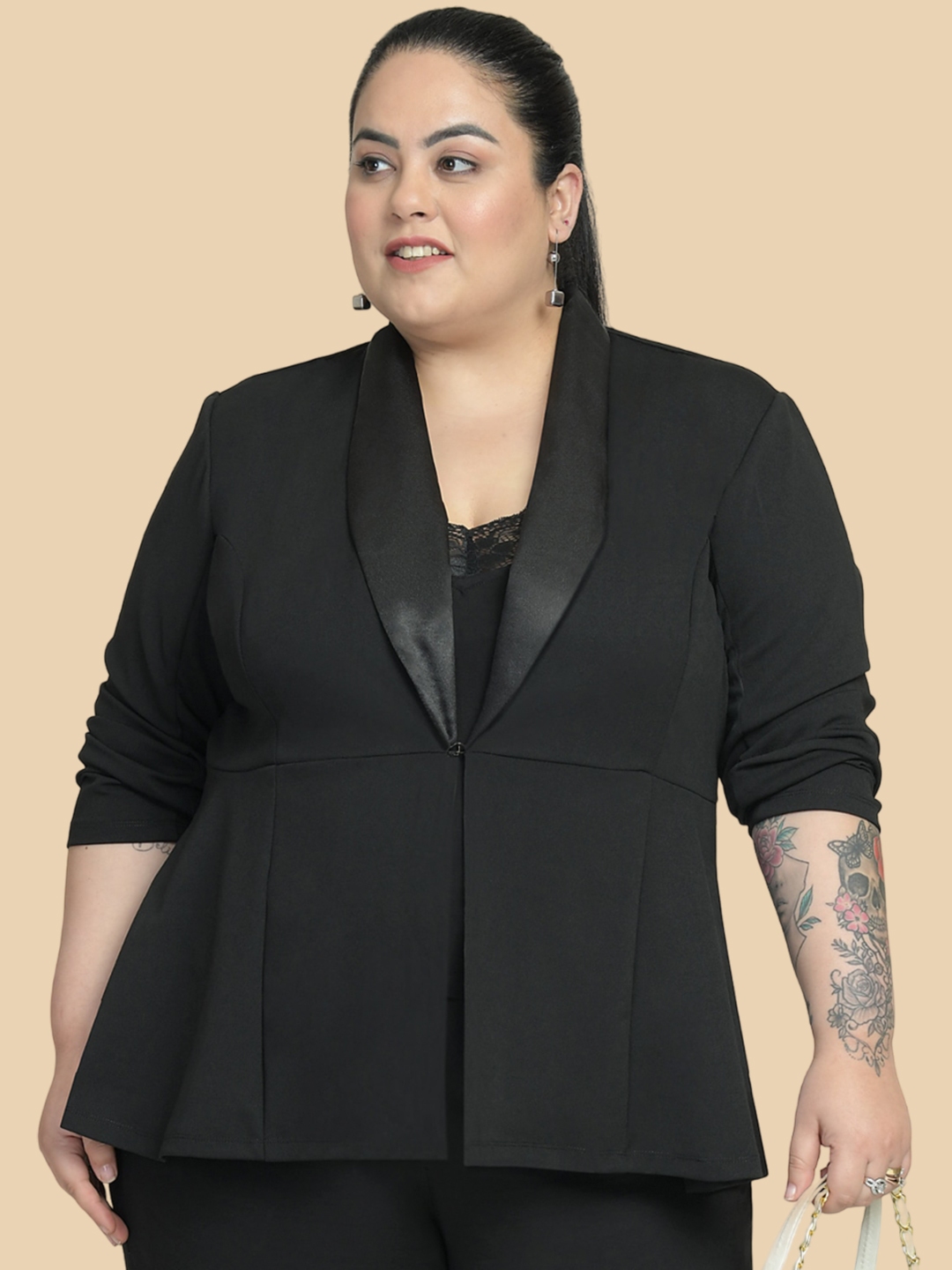 Buy wild U Plus Size Tailored Fit Open Front Peplum Formal Blazer Blazers for Women 29199900 Myntra