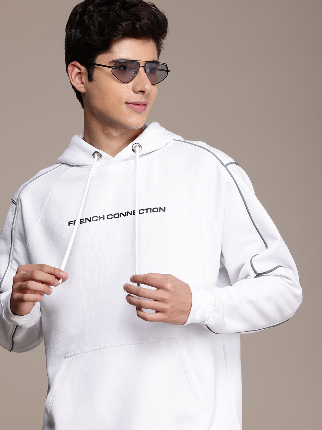 French Connection Minimal Brand Logo Printed Hooded Sweatshirt