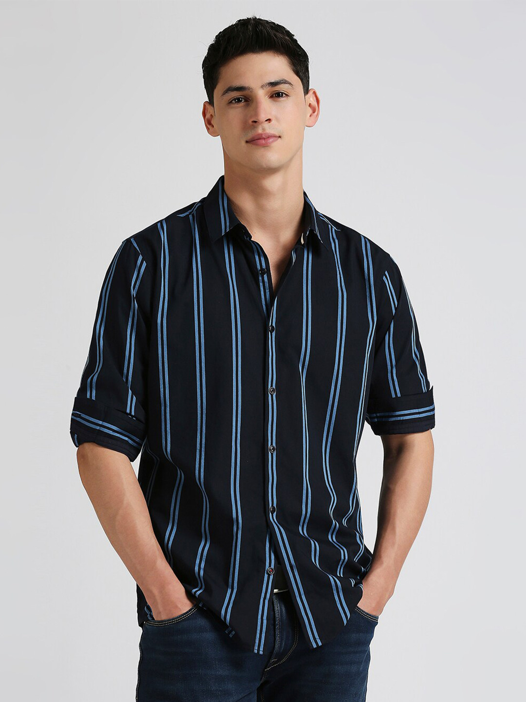 Pepe Jeans Vertical Striped Twill Weave Pure Cotton Casual Shirt