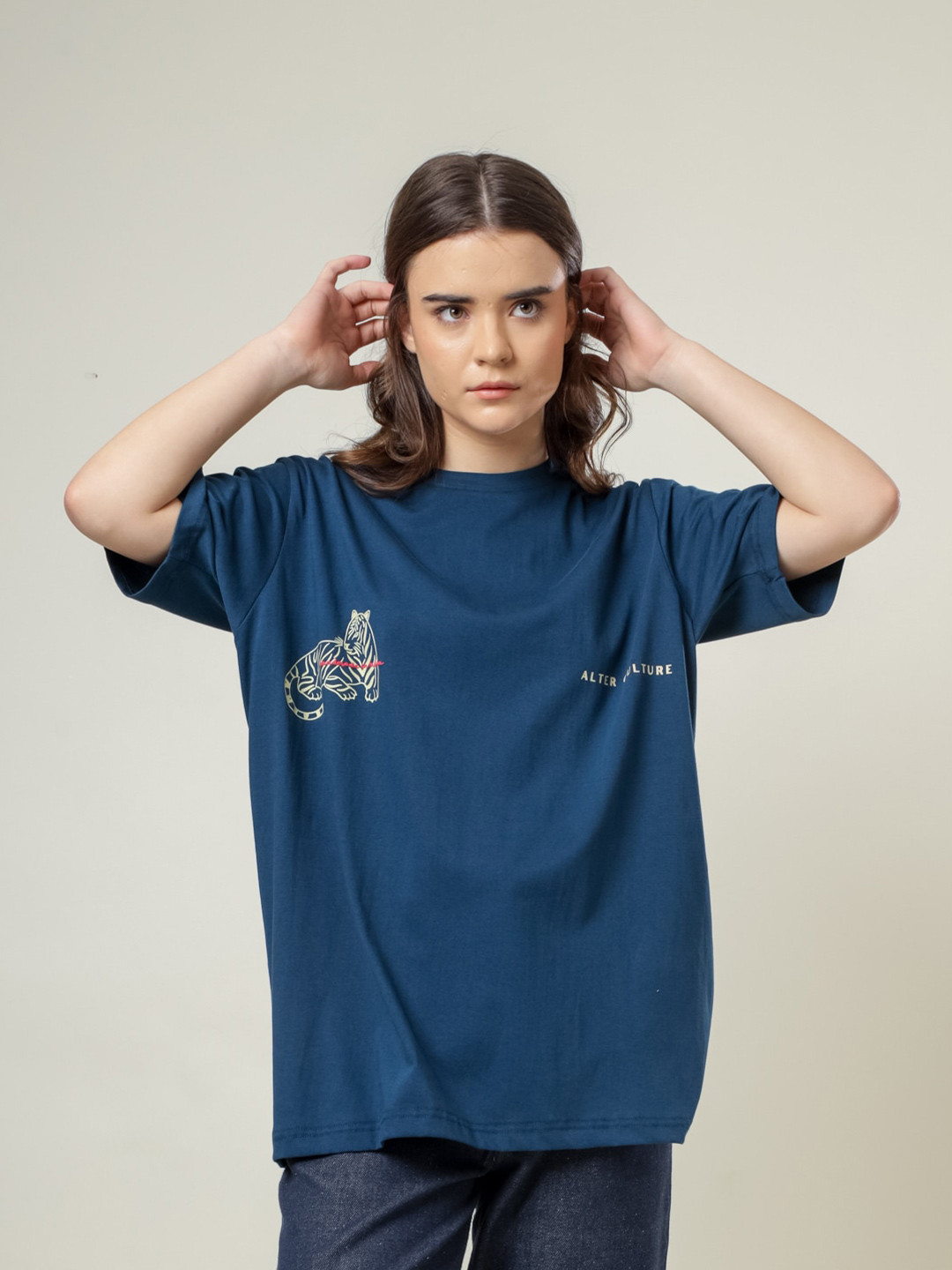 Doodlage Unisex Dro-Shoulder Sleeves Typography Printed Organic Cotton Oversized T-shirt