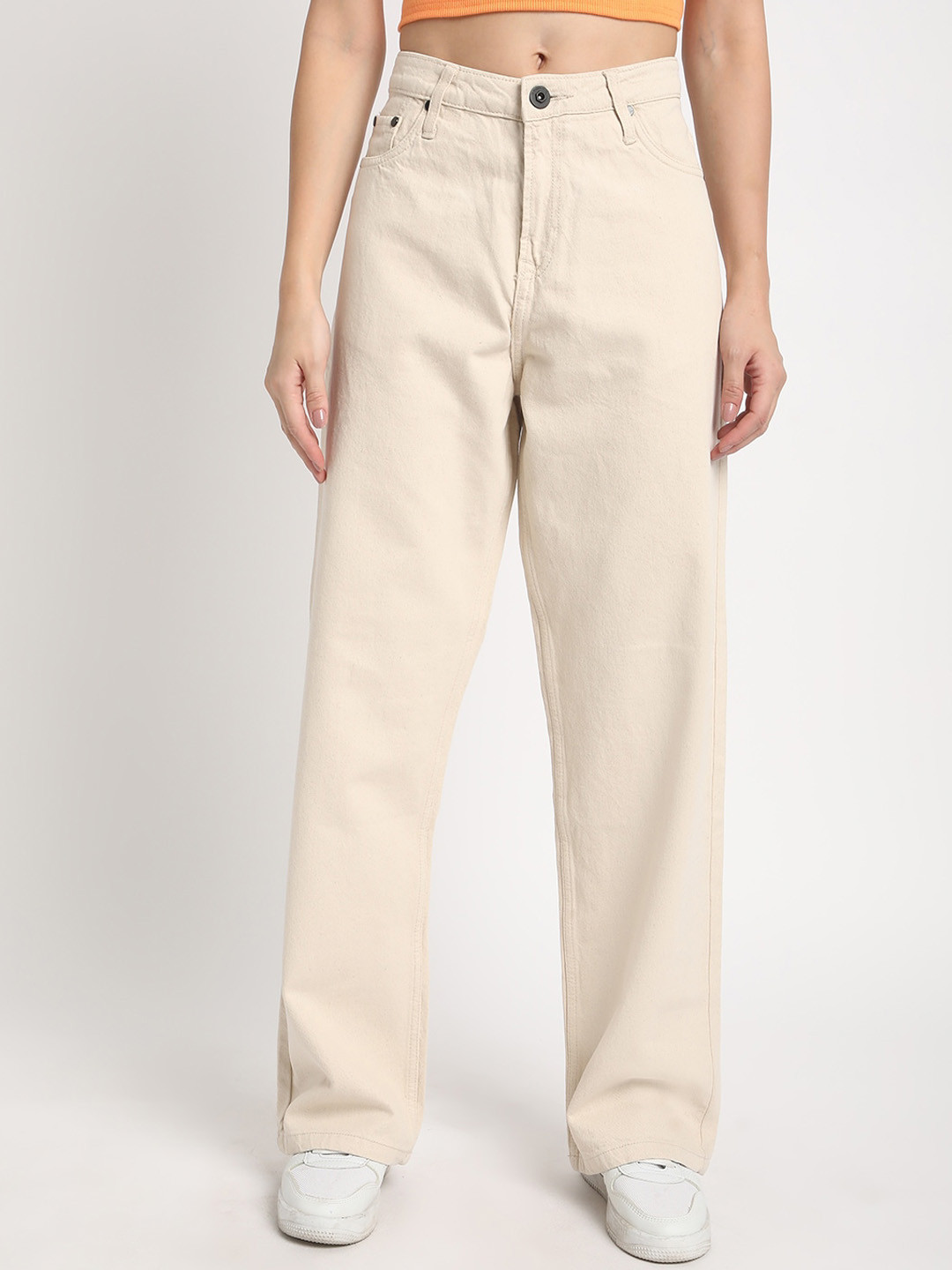 The Roadster Lifestyle Co Women Pure Cotton Relax-Fit High Rise No Fade Denim Jeans