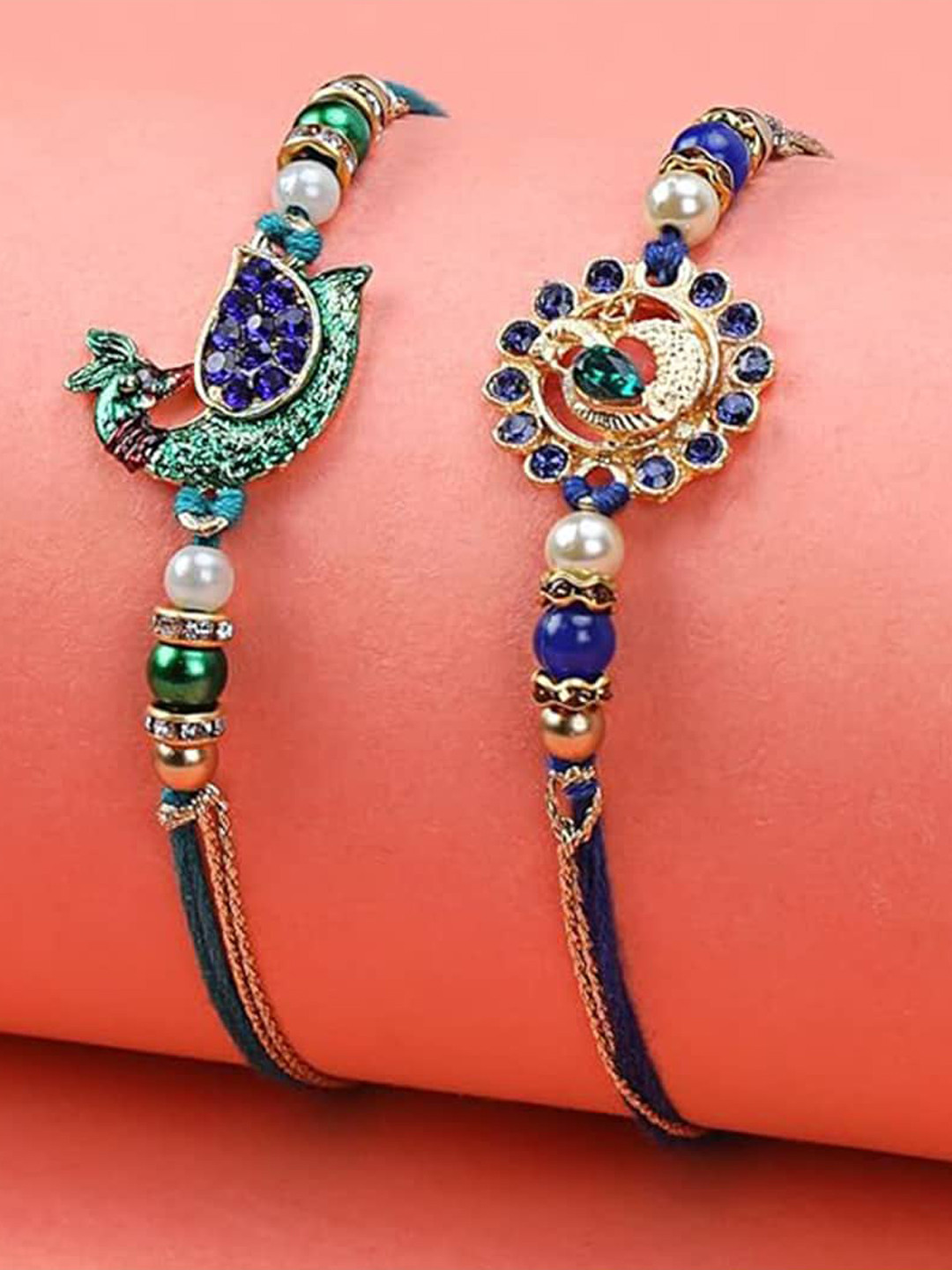 Kaameri Bazaar Set Of 2 Rakhi with Roli Chawal & Greeting Card