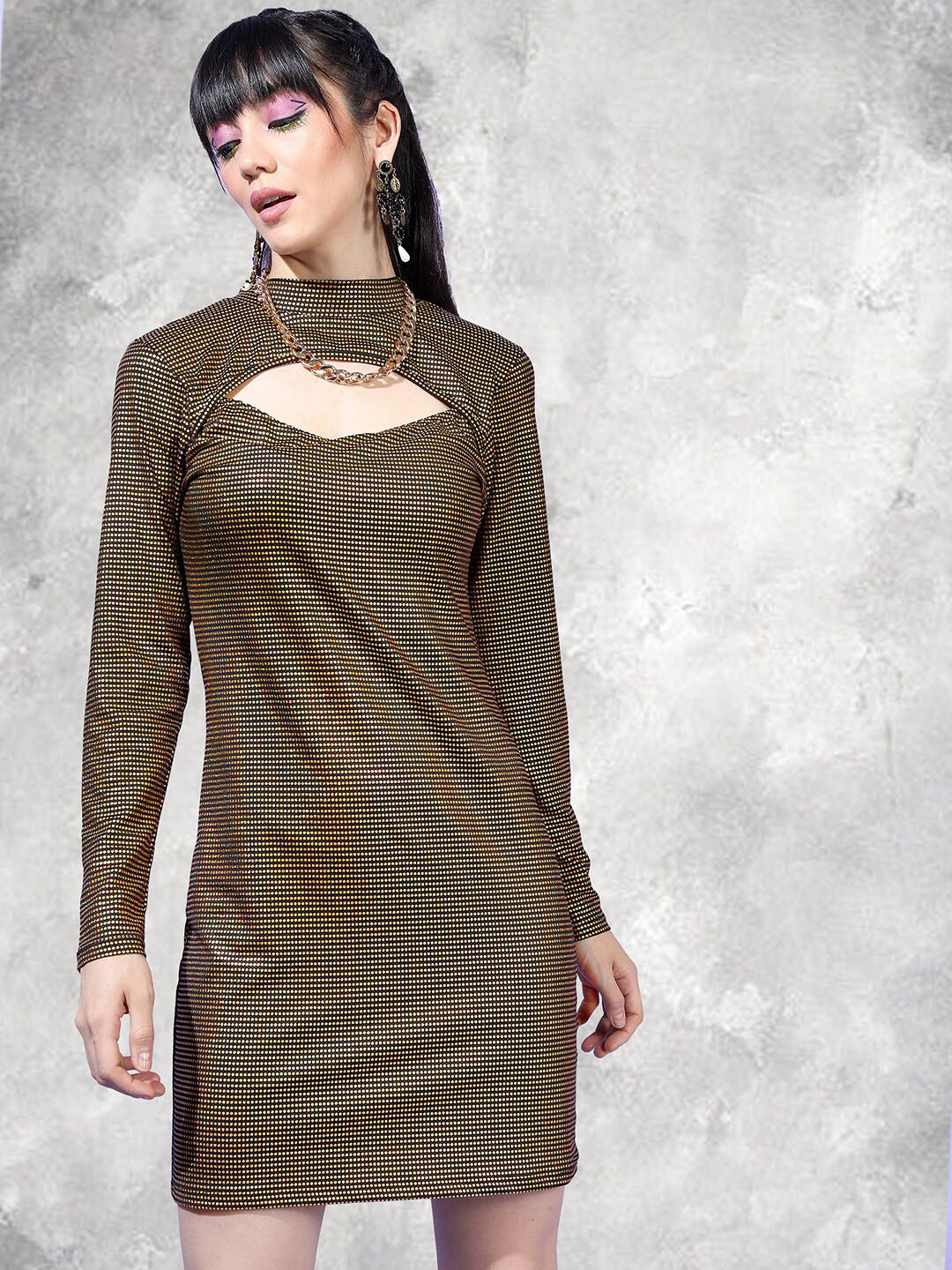 Tokyo Talkies Black Mock Neck Sheath Dress