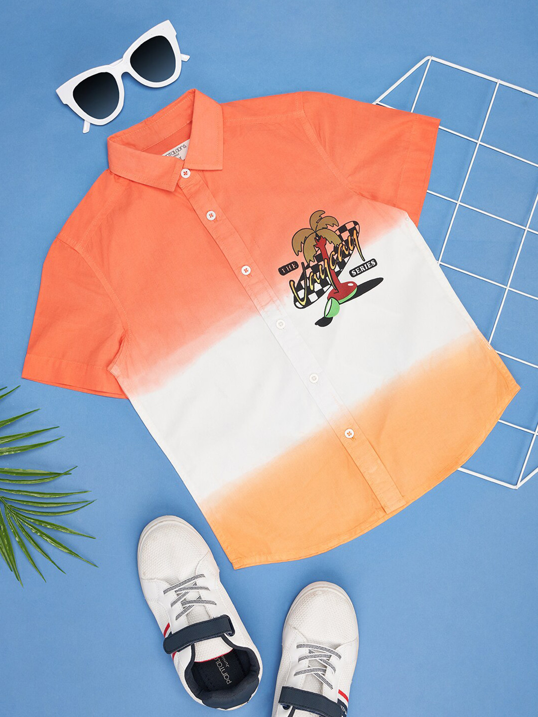 Pantaloons Junior Boys Colourblocked Cotton Spread Collar Casual Shirt