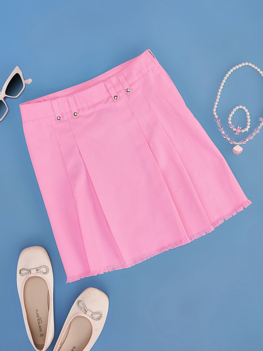 Pantaloons Junior Girls Cotton Straight A-Line Skirt