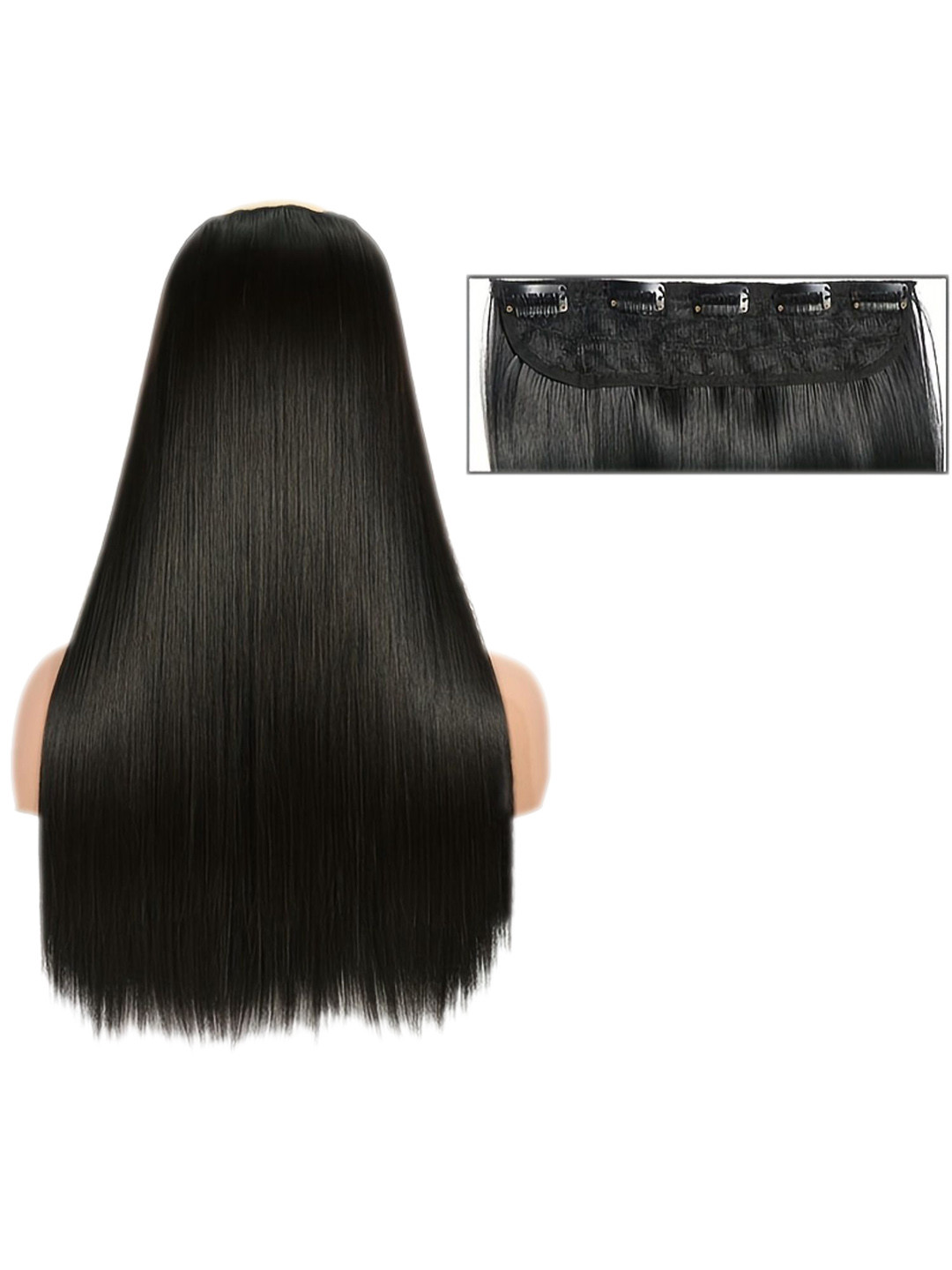 CHRONEX 5 Clip-In Long Straight Hairstyle Hair Extension - Natural Brown
