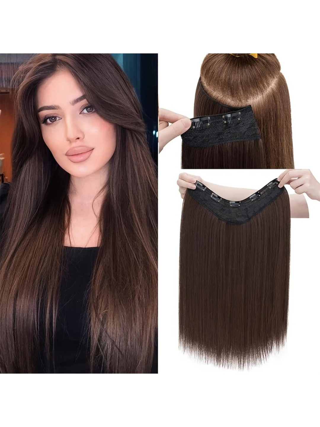 CHRONEX  5ClipsBased Straight Synthetic Fiber Hair Extension