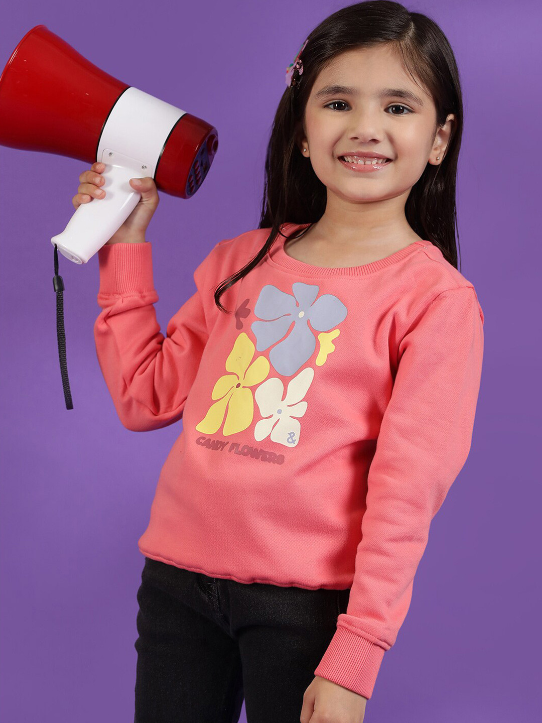 TALES & STORIES Girls Long Sleeves Round Neck Cotton Pullover Sweatshirt