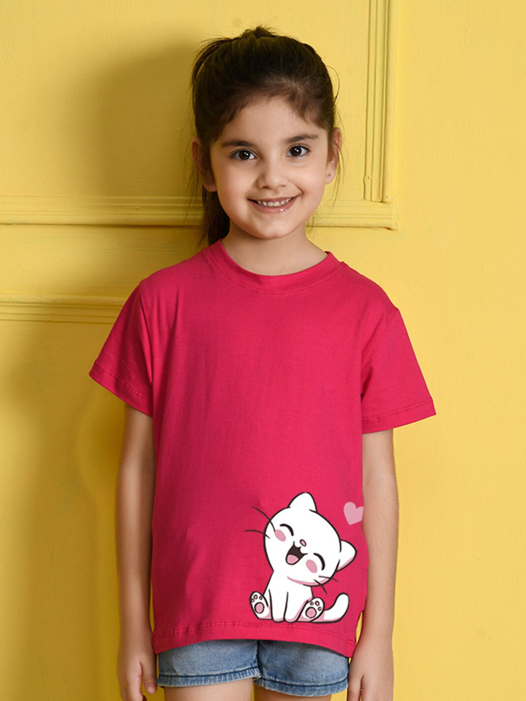 NUSYL Girls Printed Round Neck Short sleeve T-Shirt