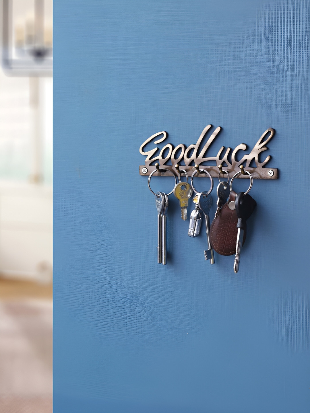 eCraftIndia Gold Toned Good Luck Designer Brass Key Holder With 5 Hooks