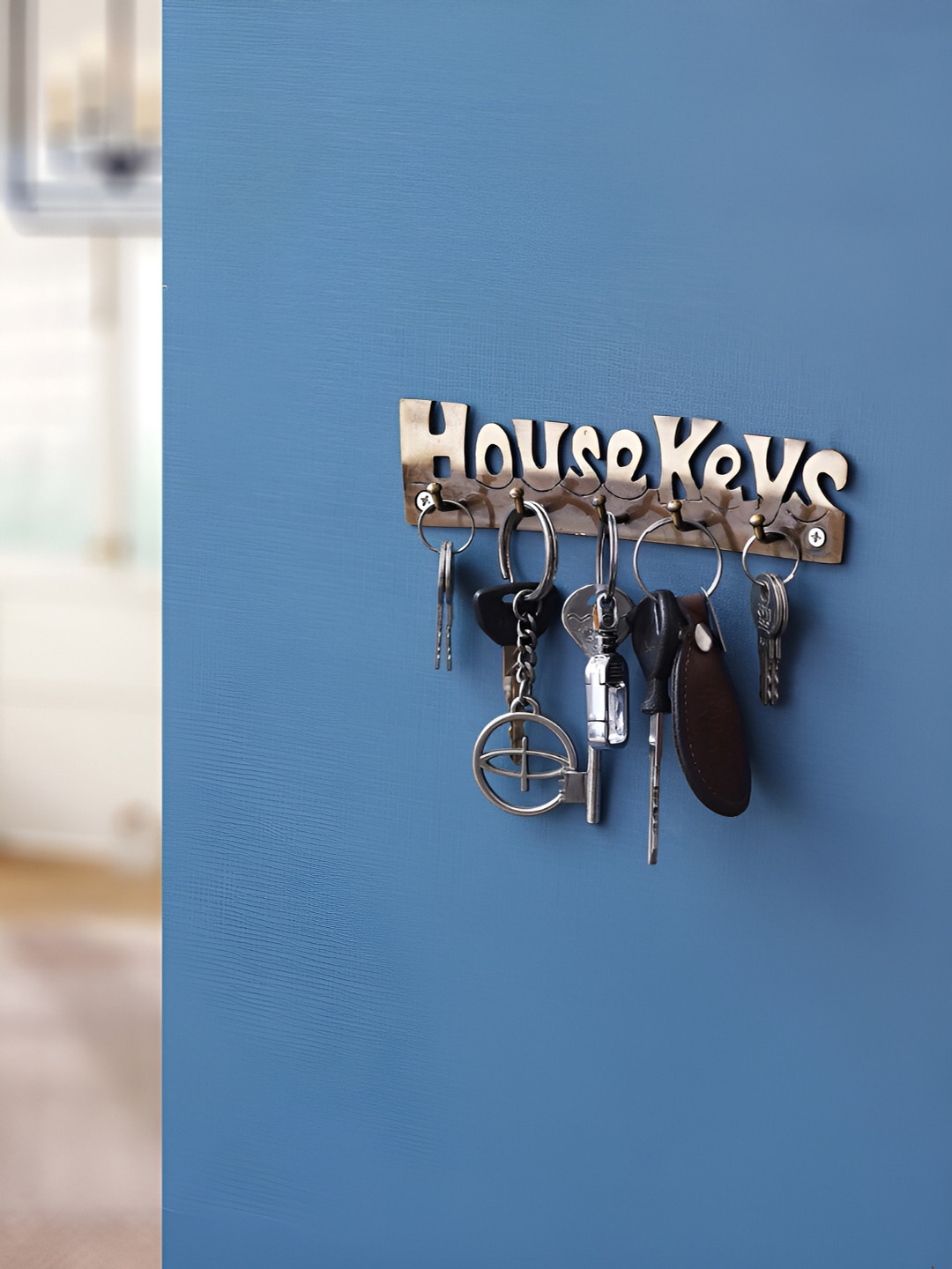 eCraftIndia Gold Toned House Keys Designer Brass Key Holder With 5 Hooks