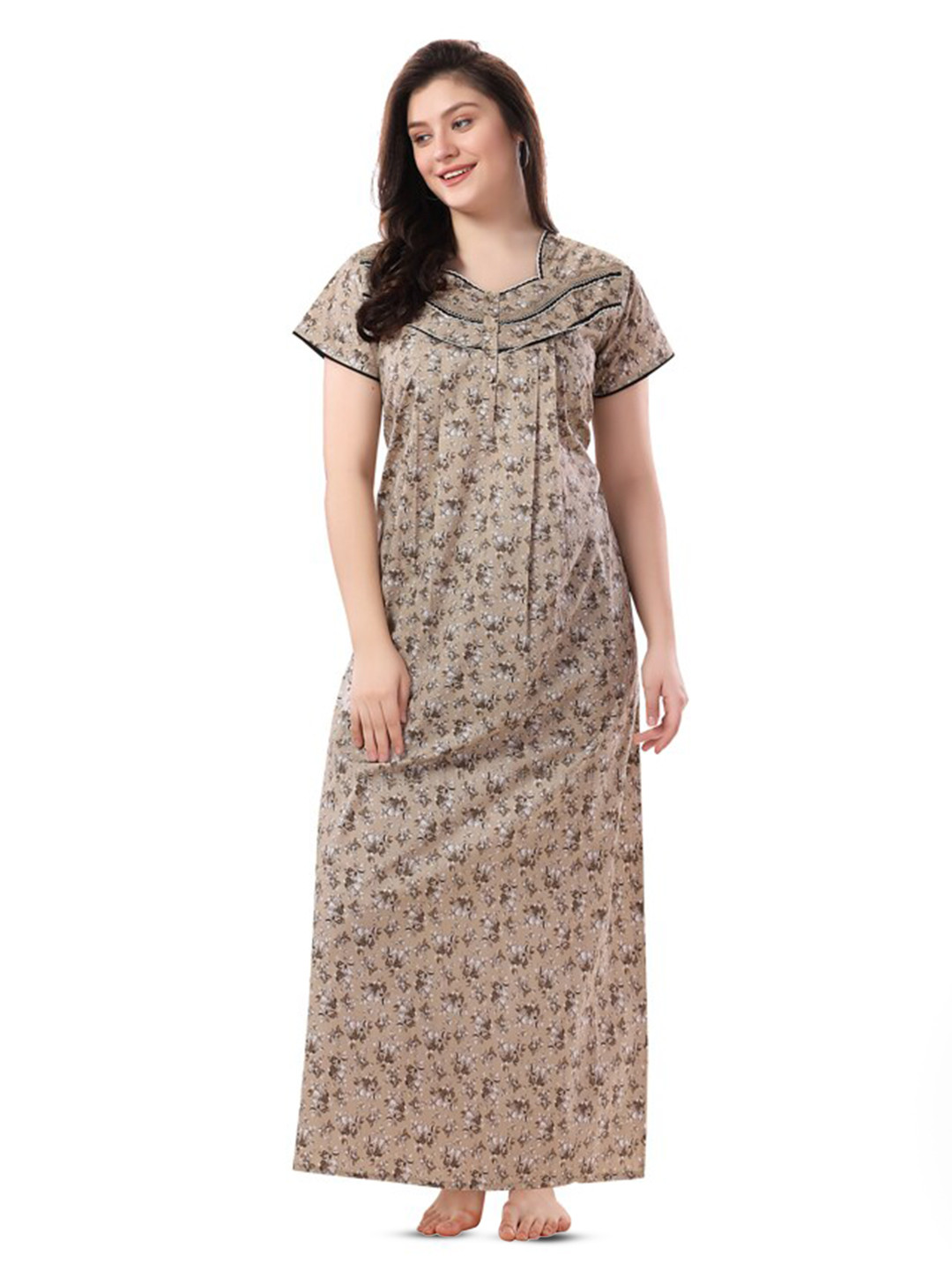 Soulemo Floral Printed Pure Cotton Maxi Nightdress