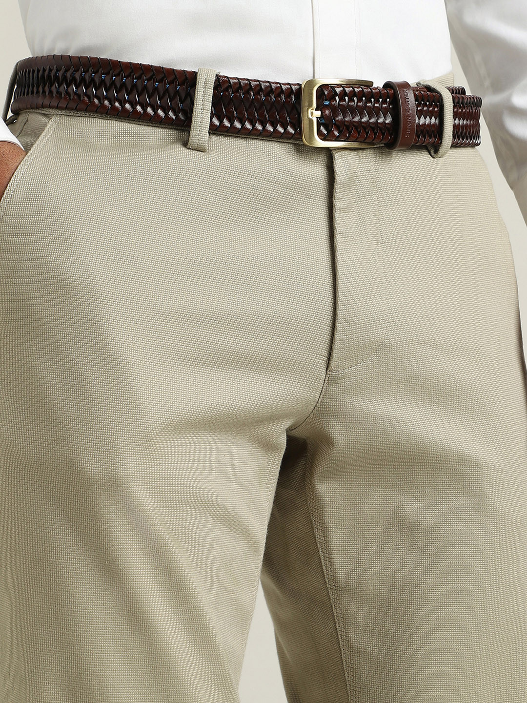 SIMON CARTER LONDON Men Braided Leather Belt