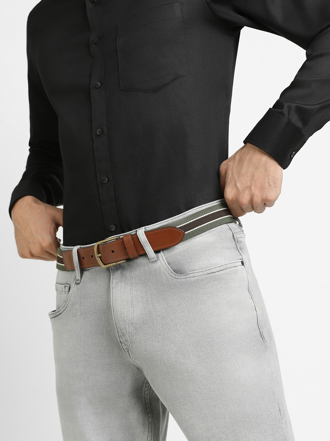 SIMON CARTER LONDON Men Braided Leather Belt