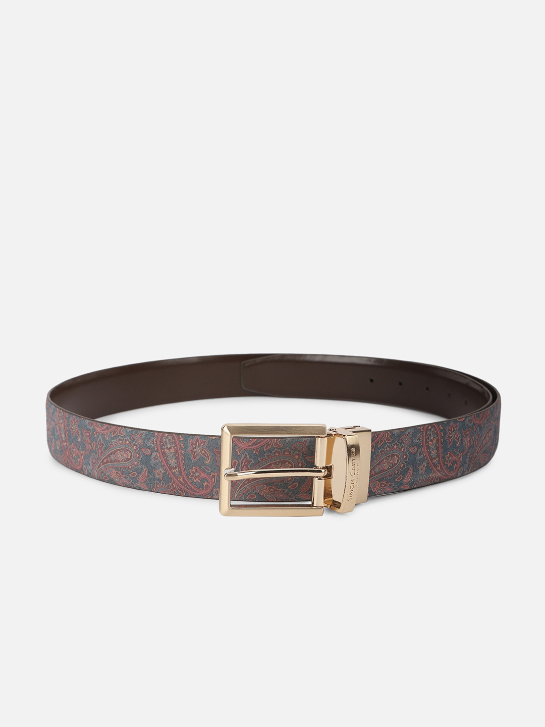SIMON CARTER LONDON Men Printed Reversible Leather Belt