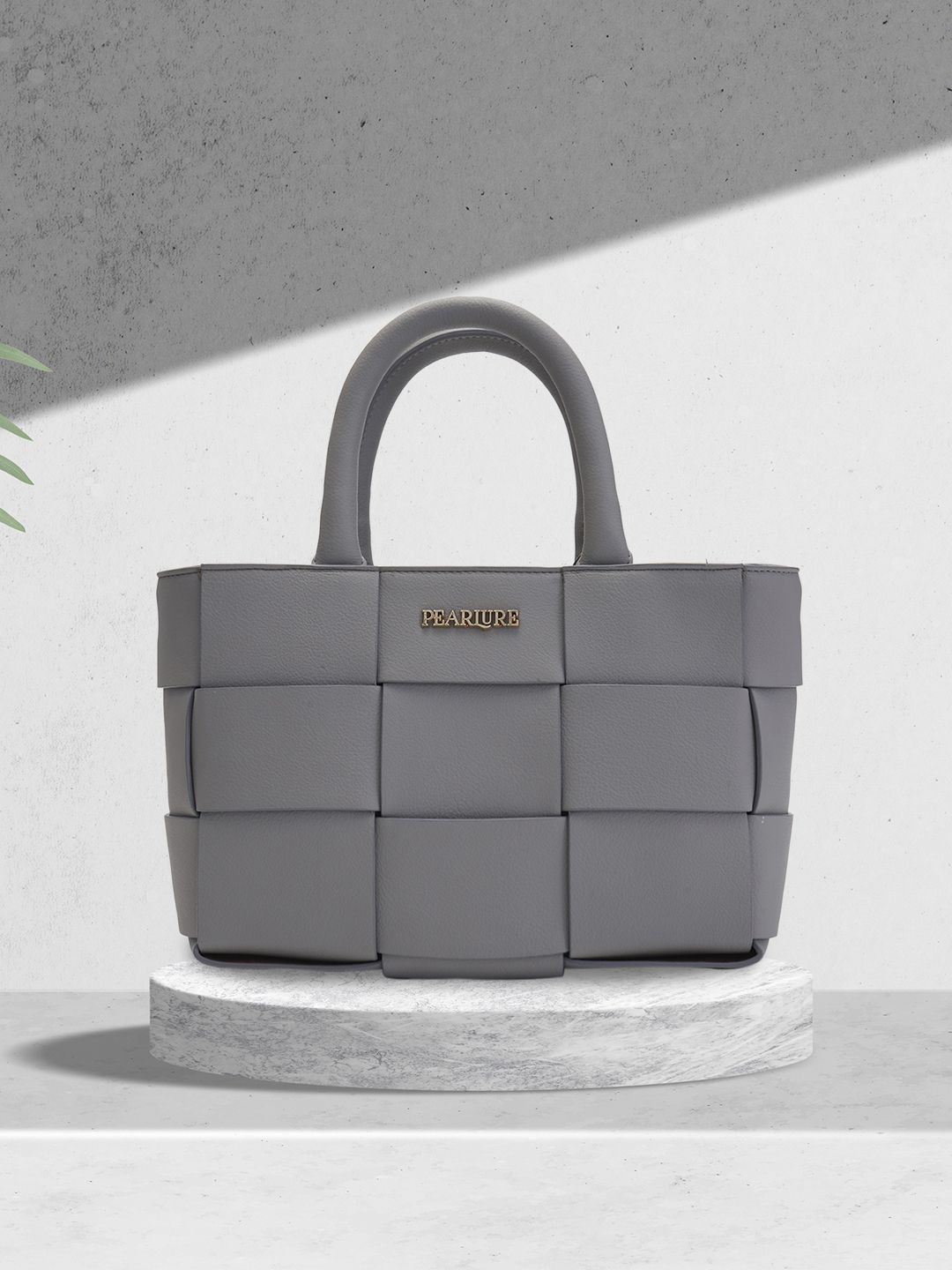 Pearlure Checked Structured Handheld Bag Up to 12 inch