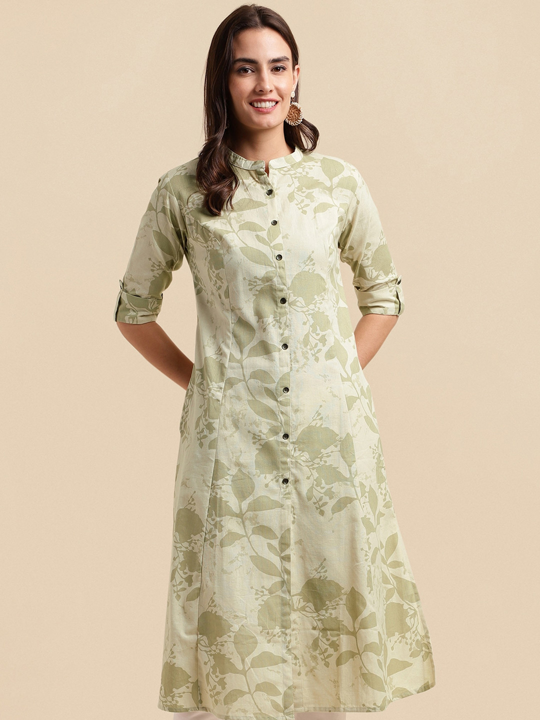 MIRCHI FASHION Floral Printed Pastel Cotton A-line Kurta