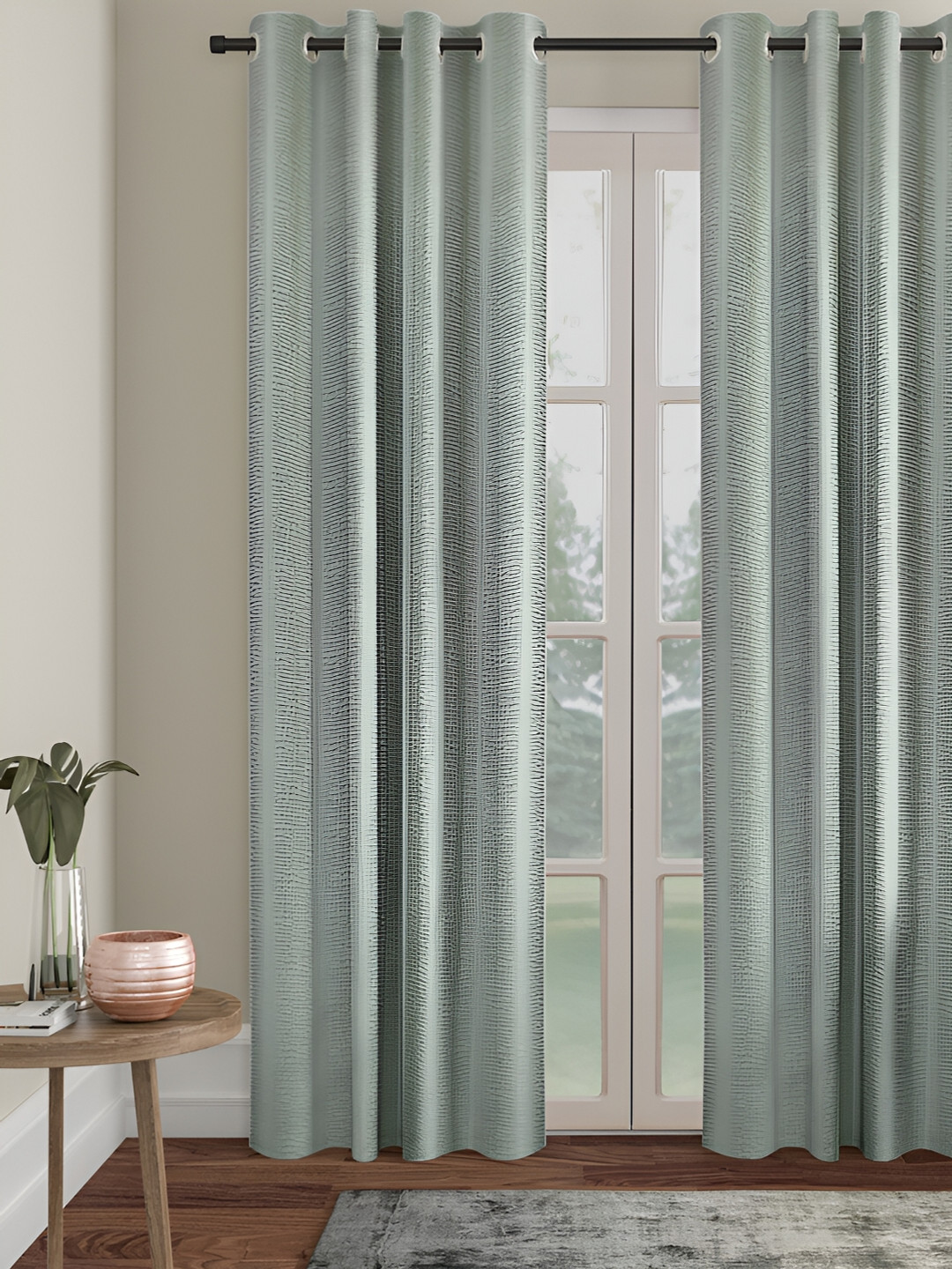 HOSTA HOMES Olive Green Black Out Long Door Curtain