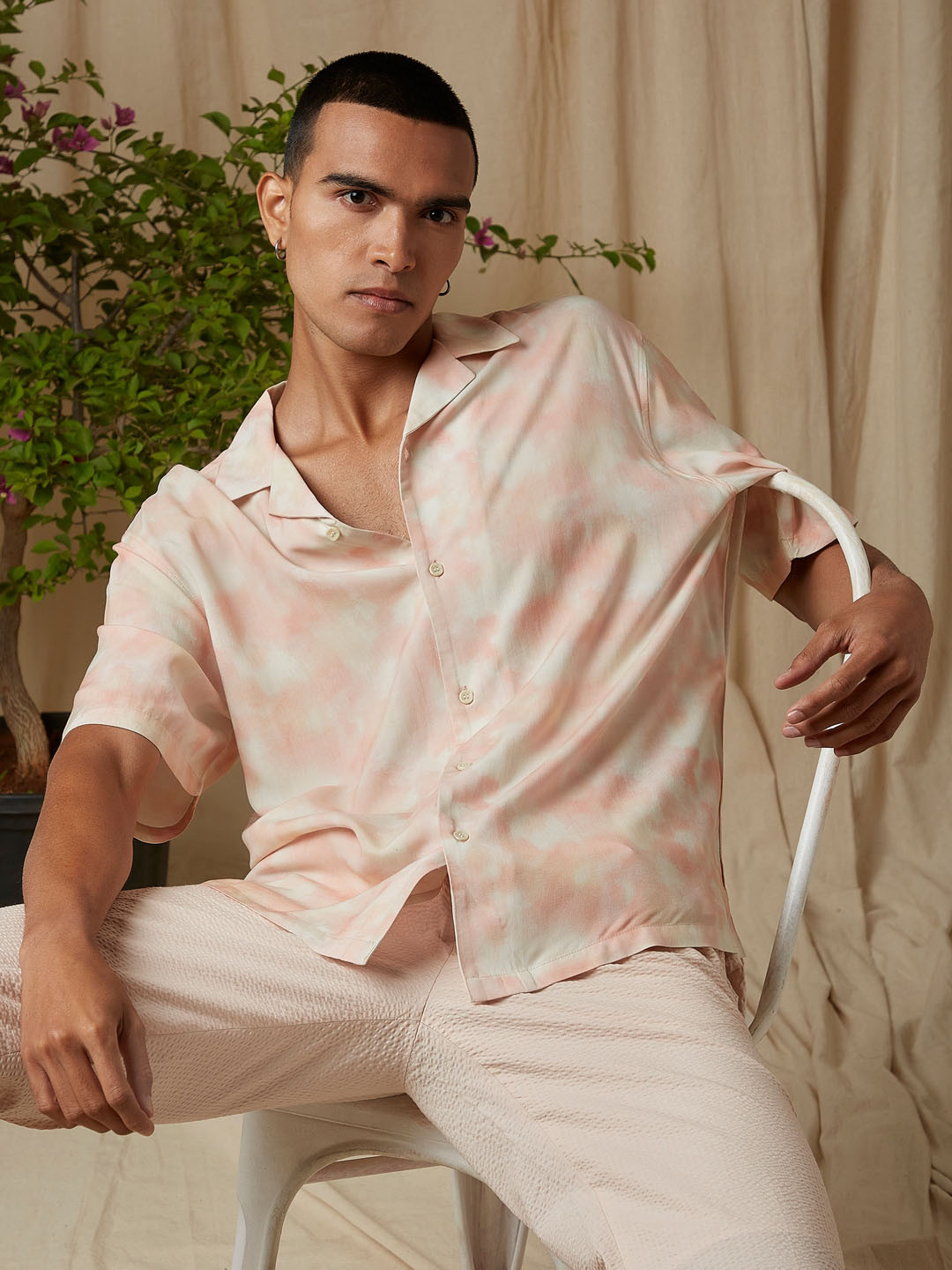 4 TRIPLE O FIVE O BY MUFTI Cuban Collar Opaque Checked Casual Shirt