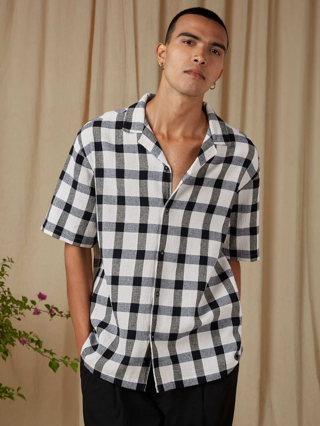 4 TRIPLE O FIVE O BY MUFTI Tartan Checks  Loose Fit Casual Shirt