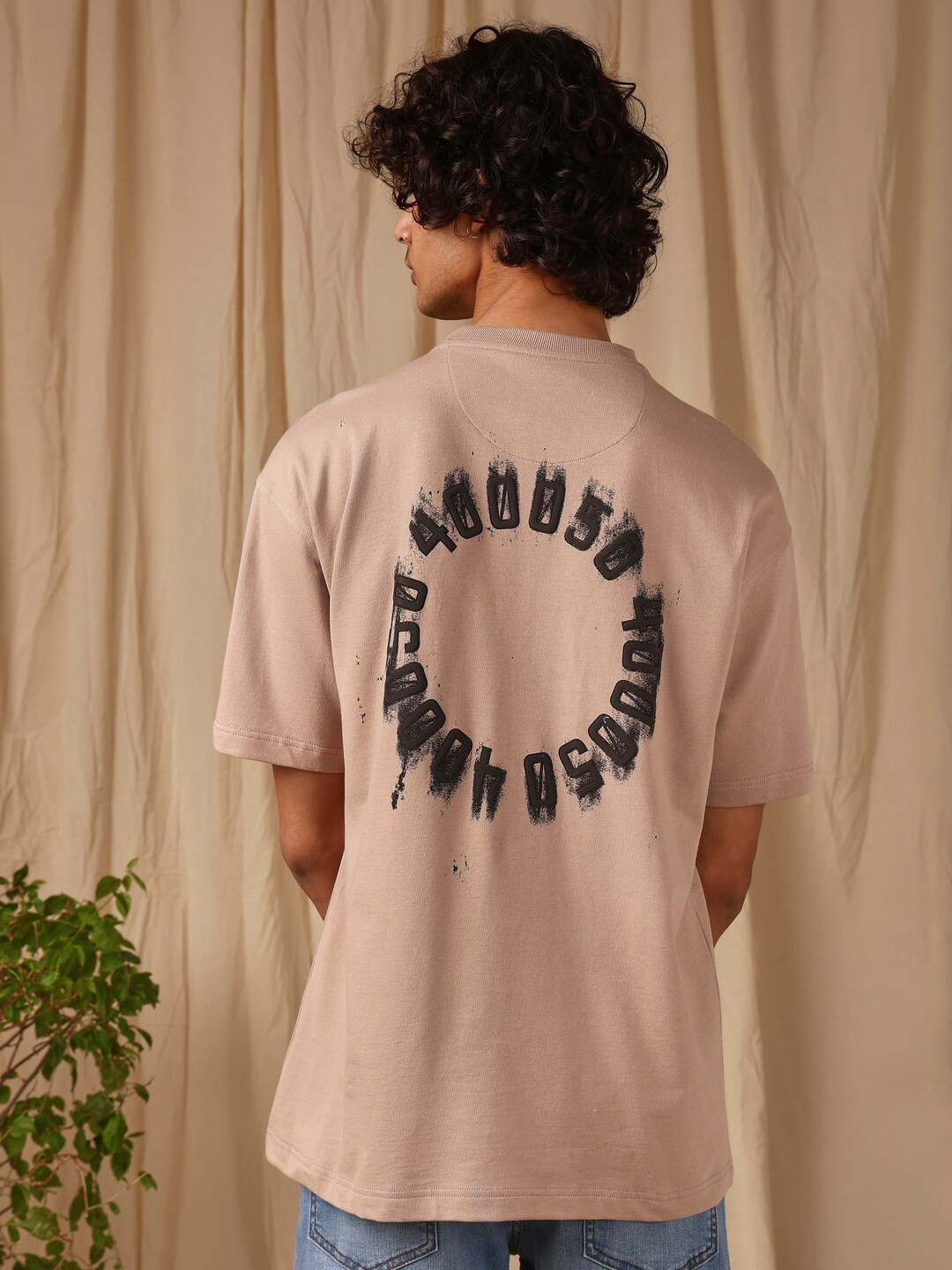 4 TRIPLE O FIVE O BY MUFTI Typography Printed Drop-Shoulder Sleeves Cotton Oversized T-shirt
