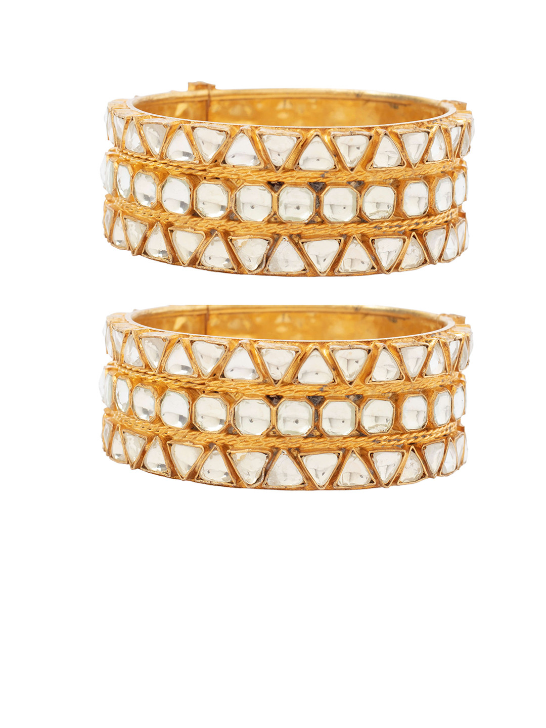 vivinia BY VIDHI MEHRA MEHRA Set Of 2 Gold-Plated Kundan-Studded Bangles