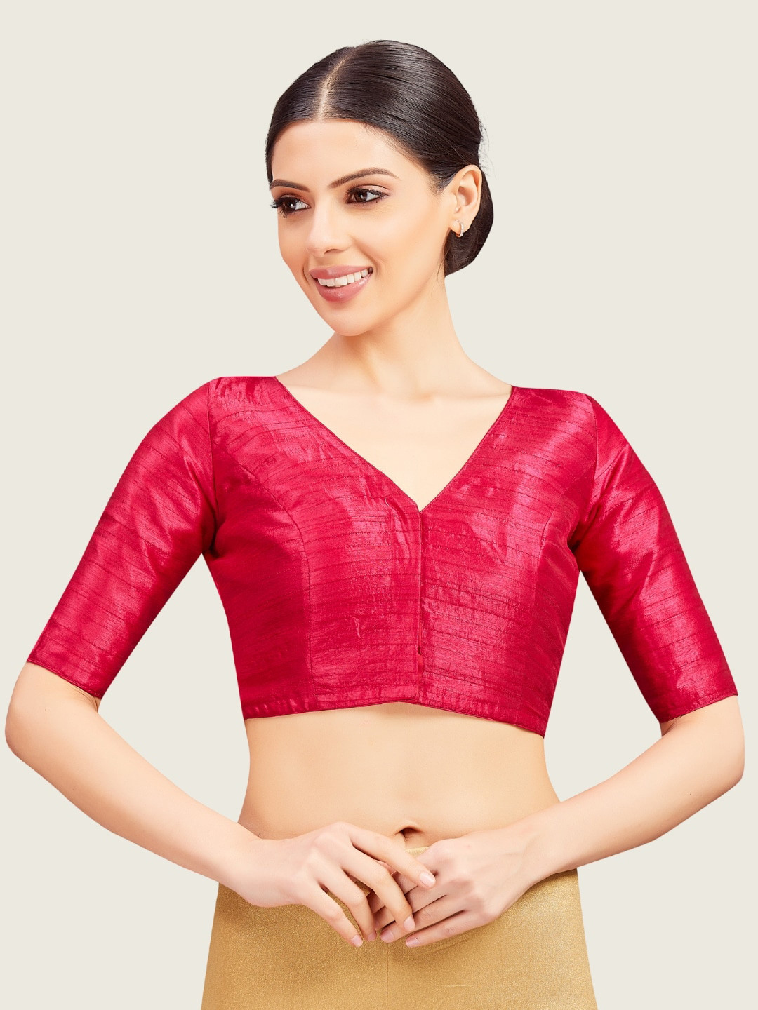 Studio Shringaar Short Sleeves Readymade Saree Blouse