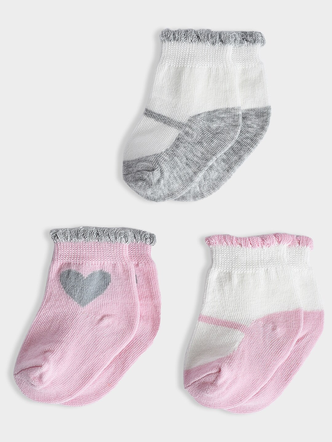 MiArcus Infant Girls Pack of 3 Cotton Ankle Length Socks