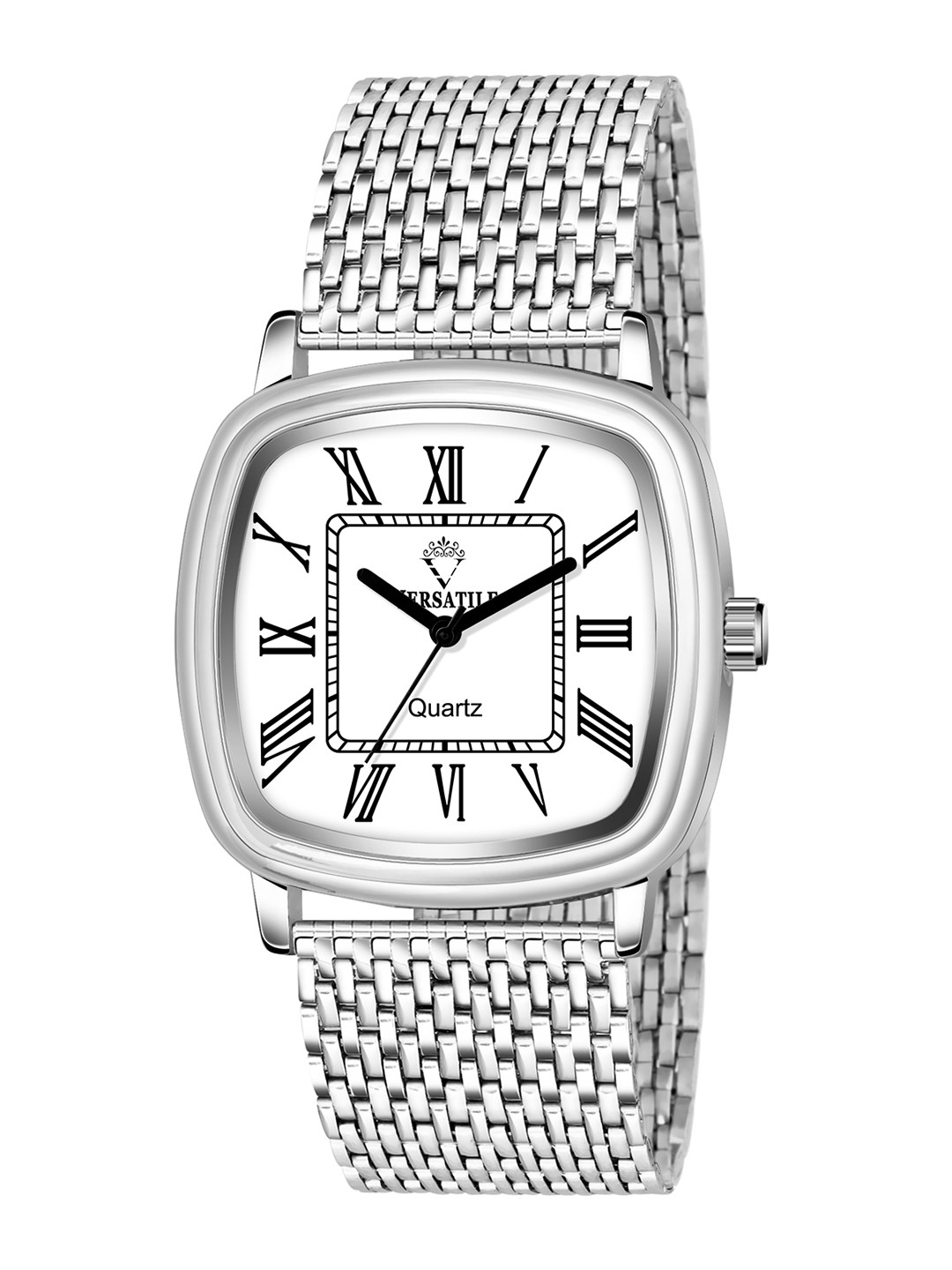 Versatile Men Bracelet Style Straps Analogue Watch- v sqre white