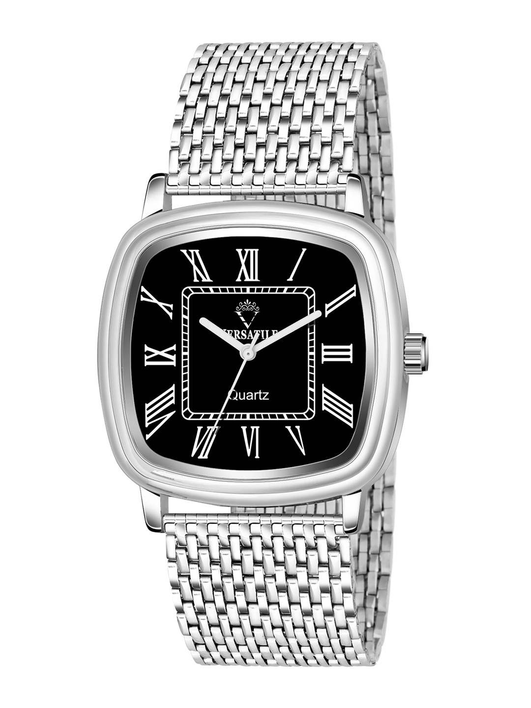 Versatile Men Patterned Dial & Bracelet Style Straps Analogue Watch v Sqre blck