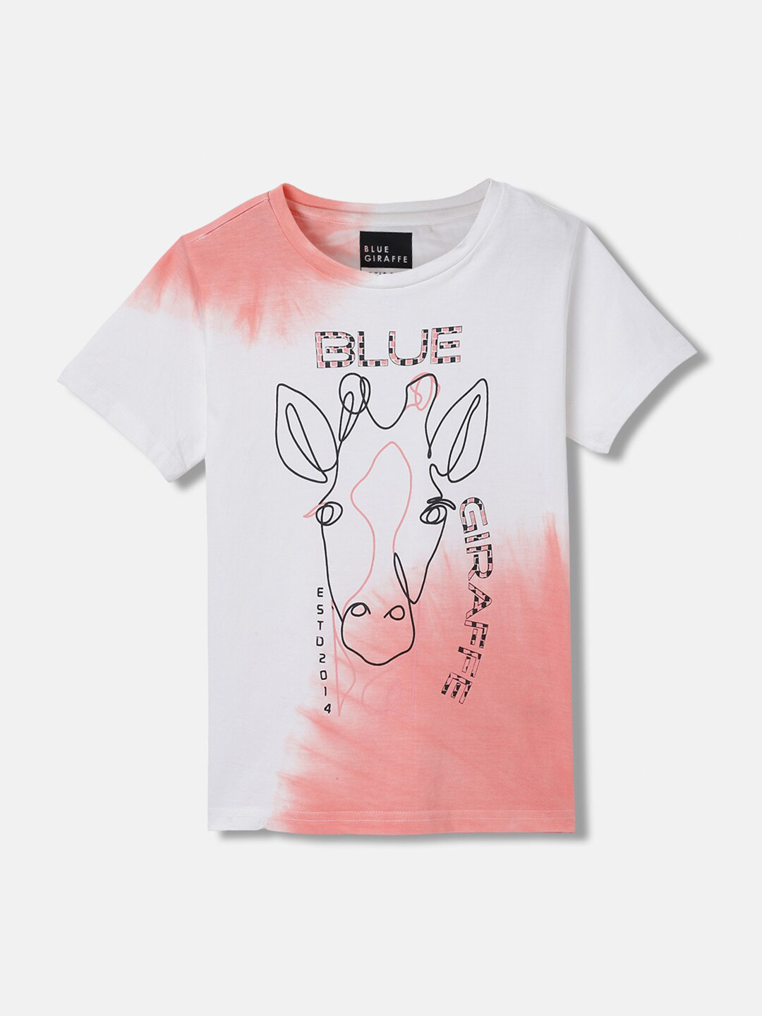 Blue Giraffe Boys Tie and Dye Round Neck Short Sleeves T-Shirt