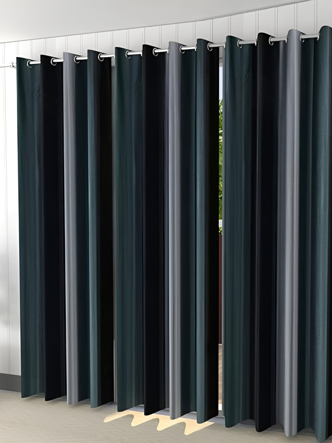 Shopgallery Grey Set of 3 Room Darkening Door Curtain