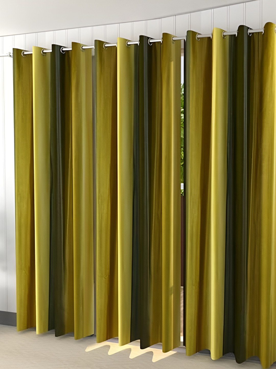 Shopgallery Green Set of 3 Room Darkening Door Curtain