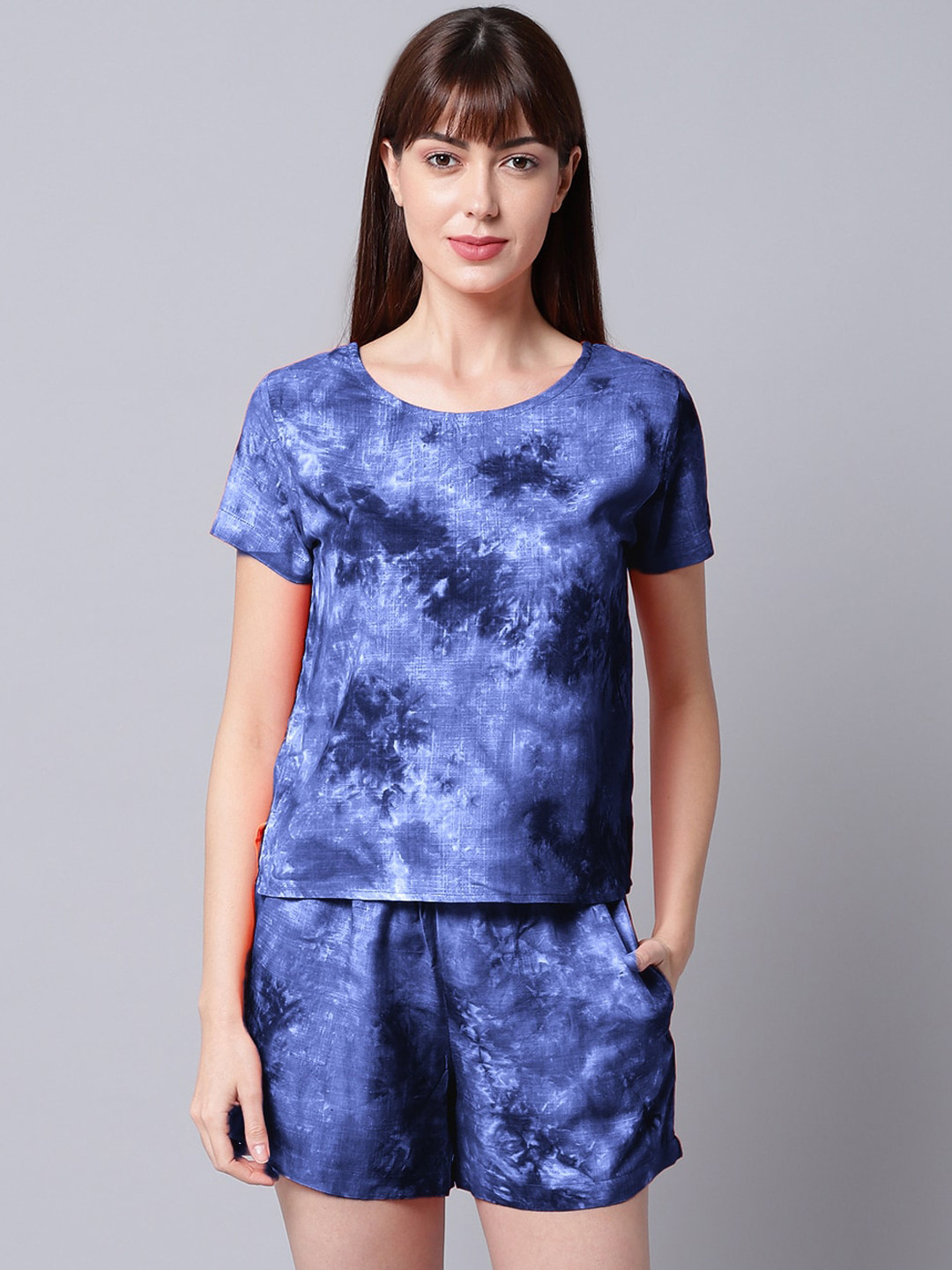 Aoba Blue Tie & Dye Short Sleeves Swim Set